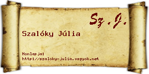 Szalóky Júlia névjegykártya